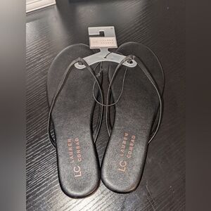 New LC Lauren Conrad Honey Women's Black Slim Thong Flip Flop Sandals